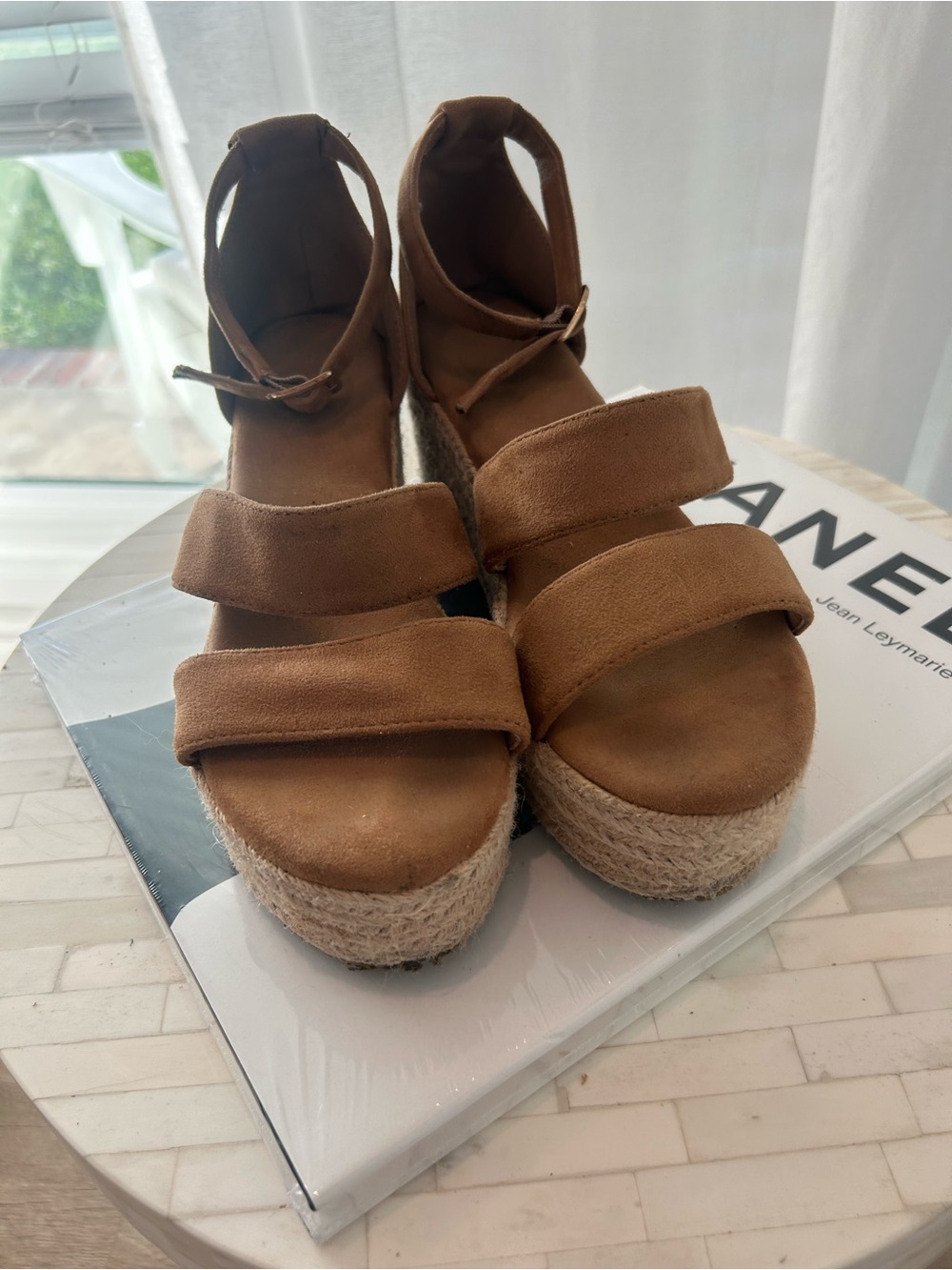 Women's Brown Suede Espadrille Platform Sandals